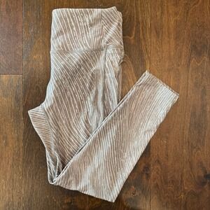 Calla Athletic‎ Leggings Medium Tan White Print Activewear Yoga Workout Pants